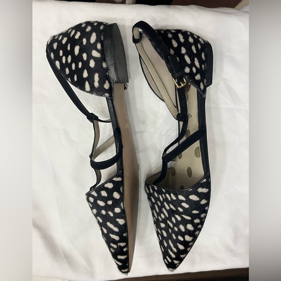 Boden Black and White Animal Print T-Strap Flats - Picture 5 of 9